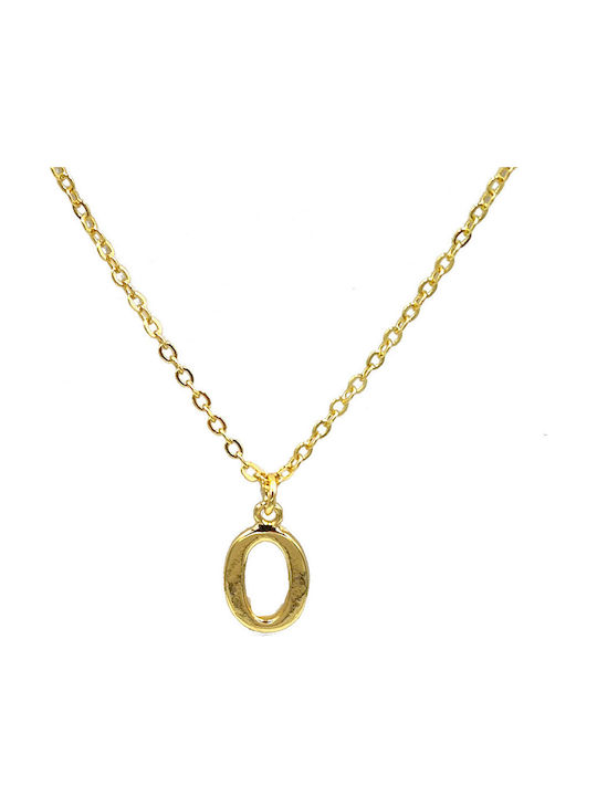 Fhs Jewlery Κολιέ Μονόγραμμα "Ο" από Επιχρυσωμένο Ατσάλι
