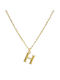 Fhs Jewlery Κολιέ Μονόγραμμα "Η" από Επιχρυσωμένο Ατσάλι