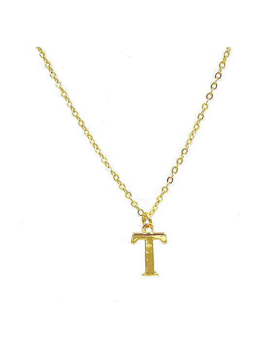 Fhs Jewlery Monogram "T" from Gold Plated Steel