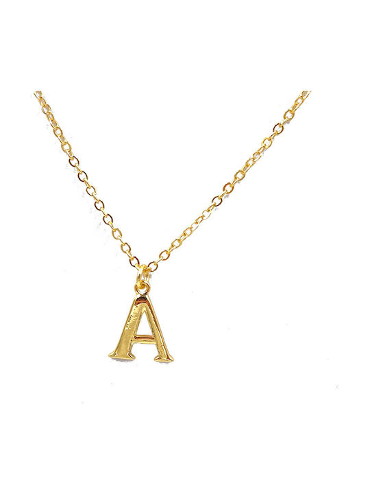Fhs Jewlery Κολιέ Μονόγραμμα "Α" από Επιχρυσωμένο Ατσάλι