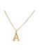 Fhs Jewlery Κολιέ Μονόγραμμα "Α" από Επιχρυσωμένο Ατσάλι