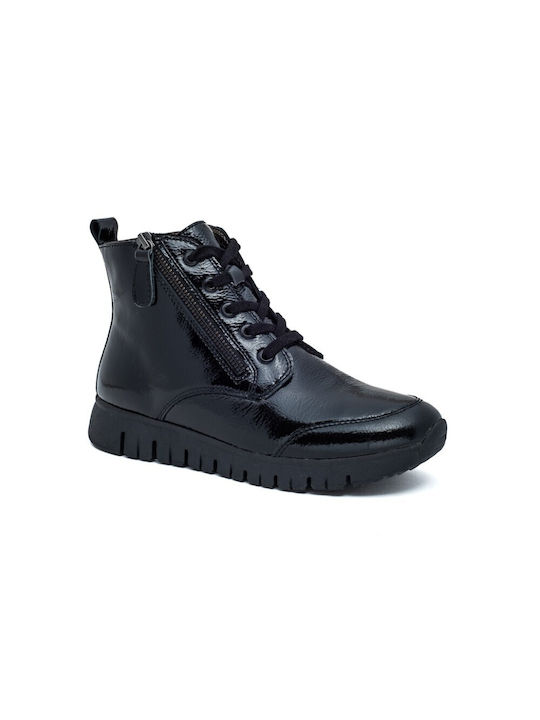 Leder Stiefeletten Damen Schwarz