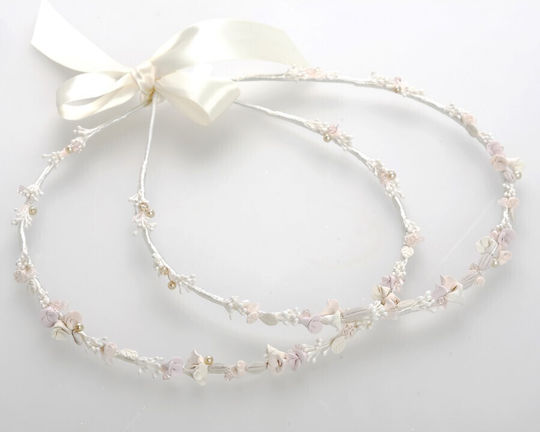 Handgefertigte Hochzeitskronen Boho Porzellanblumen Rosa Lachs Mocha