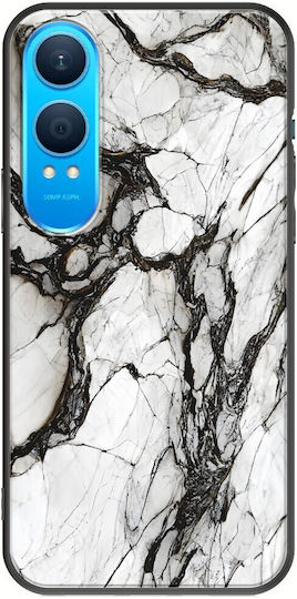 Cracked Marble White Black Oneplus Nord Ce4 Lite 5g Black TPU Black Silicone