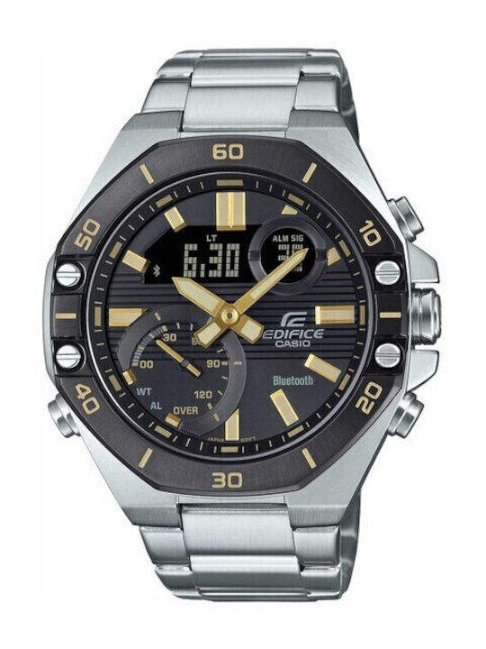 Casio Edifice Herrenuhr 48.5mm Chronograph Batterie mit Silber Metallarmband