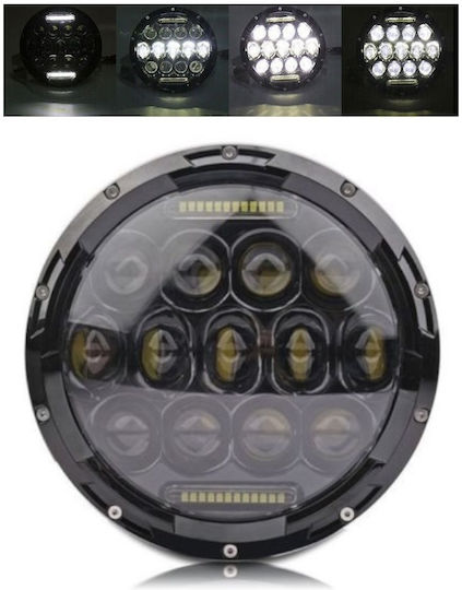 LED Универсален Прожектор 7 инча 18см 9v 32v Нисък Висок Лъч Дневни Светлини DRL Бял 7000lm за Трактори Камиони Мотоциклети ATV J