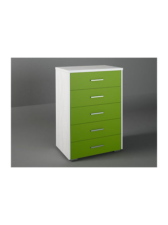 Kids Chest of Drawers Green / White with 5 Drawers 60x45x90cm