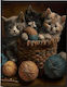 Diamond Mosaic Kittens In A Basket