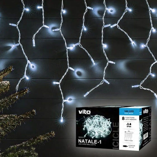 160 Светлини LED 3m. Хладен бял тип Завеса 1бр