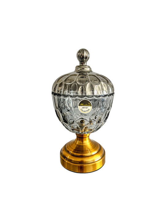 Karvounis Vintage Glass Sweet Jar with Lid and Foot Gold 26x14cm