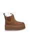 Neumel Platform Leather Women's Chelsea Boots with Medium Heel Camel
