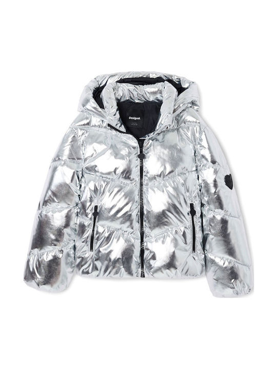 Amelia Kids Casual Coat with Hood Grey Plata