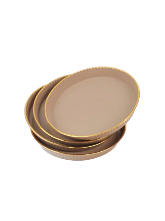 Set 4 Tăvi Rotunde de Servire Puf Ușor pentru Aperitive Dulci Bomboane 15 Cm Maro