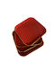 Set 4 Plăci și boluri de servire Puf Gentle Formă Pătrat Bucăți 15 Cm Roșii