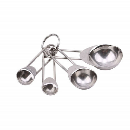 Set 4 Metal Measuring Spoons In Different Sizes Measuring Ingredients Spices Silver