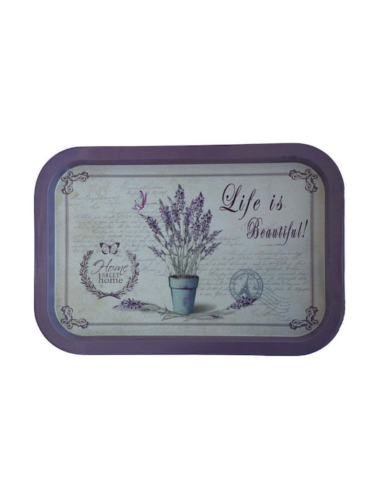 Placă Metal Pufo Life Is Beautiful Servire Deserturi Prajituri Aperitive 34 X 23 Cm