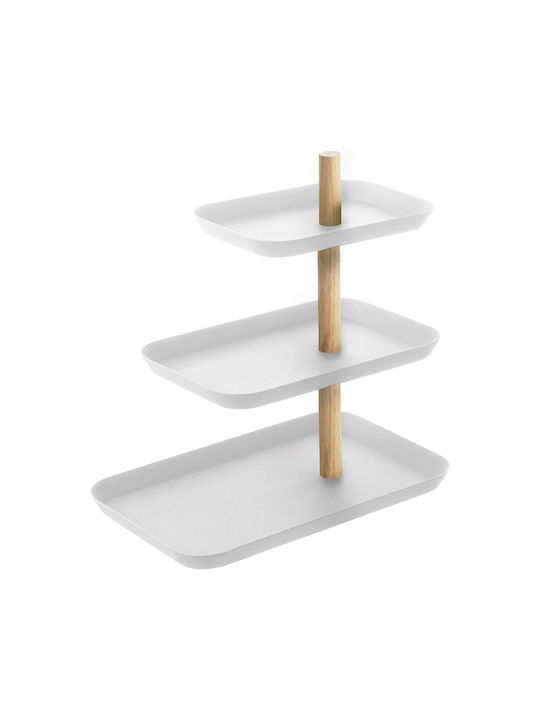 Yamazaki Glass Dessert Tower Stand with 3 Tiers White 16x25x25.5cm