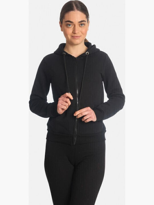 Women's Sweatshirt Jacket Hooded Black
