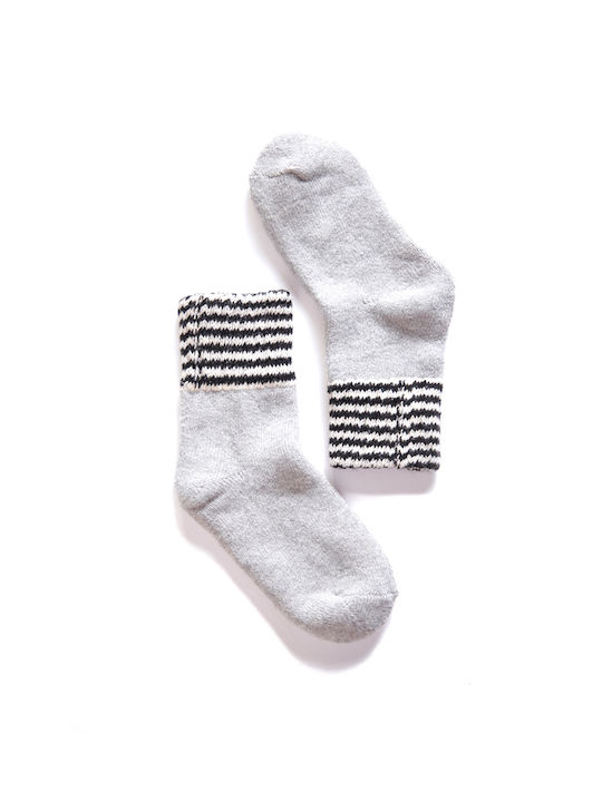 Women's Woolen Socks Striped Grey