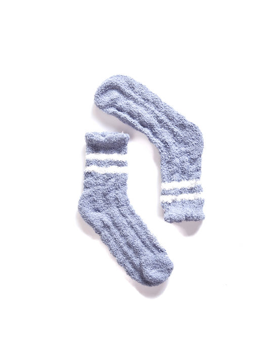 Women's Fleece Socks Striped Teal