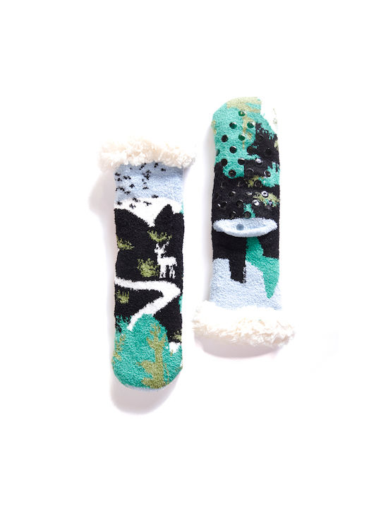 Women's Fleece Slipper Socks Forest Black