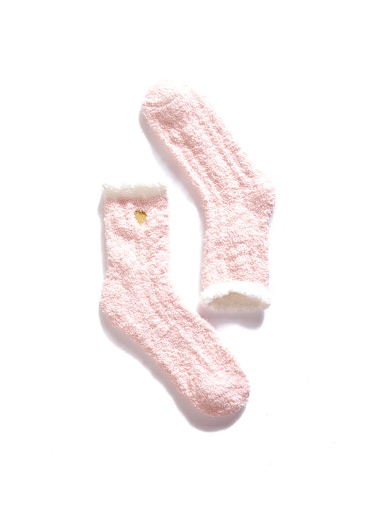 Women's Fleece Embroidery Salmon Socks