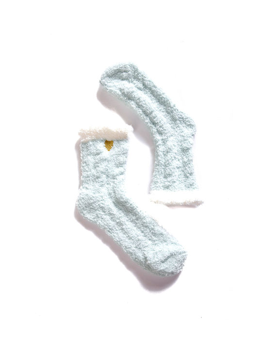 Women's Fleece Socks Embroidery Mint