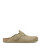 Birkenstock Boston Leather Velvet Faded Khaki Women's Slippers