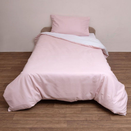Viopros Set Lenjerii De Patut Bebe Pentru Cradle Din Flanel Roz-Alb 80x100cm 2 Bucăți