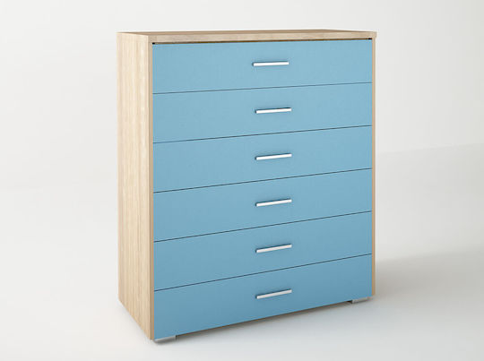 Kinderkommode Hellblau mit 6 Schubladen 90x45x108cm