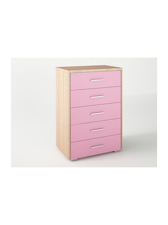 Kids Chest of Drawers Pink with 5 Drawers 60x45...