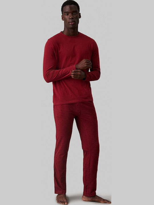 Calvin Klein Men's Winter Pajamas Set Bordeaux