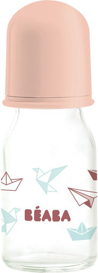 Sticlă din sticlă roz Beaba Origami 110 ml