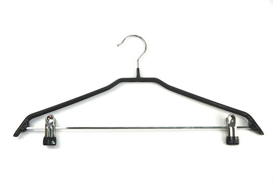 Clothes Hangers Clips 2pcs Steel Vinyl Non Slip 44cm Black