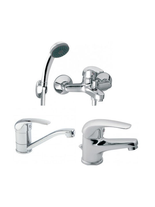 Ferro Vasto 3 In 1 Set Bathroom Sink Mixer Kitchen Mixer Bath-shower Mixer Chrome