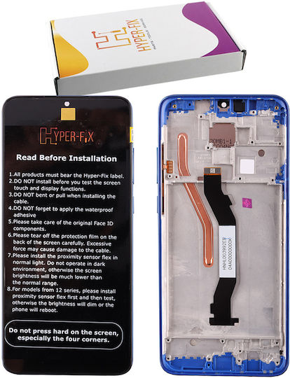 Hyper Fix Οθόνη mit Touch-Mechanismus und Rahmen für Xiaomi Redmi Note 8 Pro (Blau)
