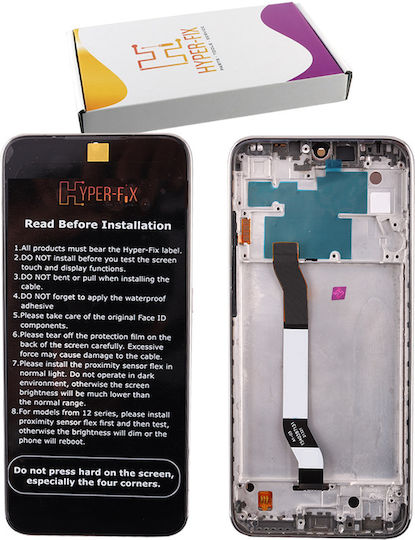 Hyper Fix Οθόνη mit Touch-Mechanismus und Rahmen für Xiaomi Redmi Note 8 (Weiß)