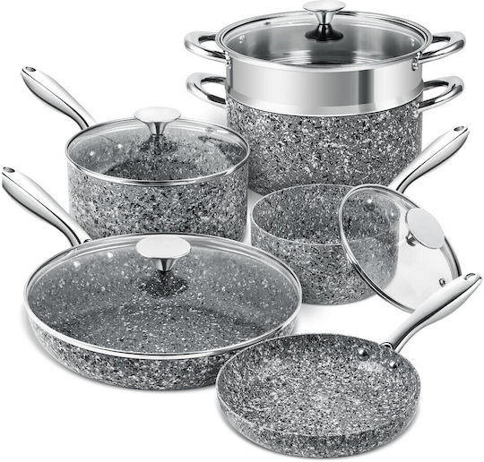 Michelangelo Kochgeschirr-Set aus Aluminium Grau 10 Teile