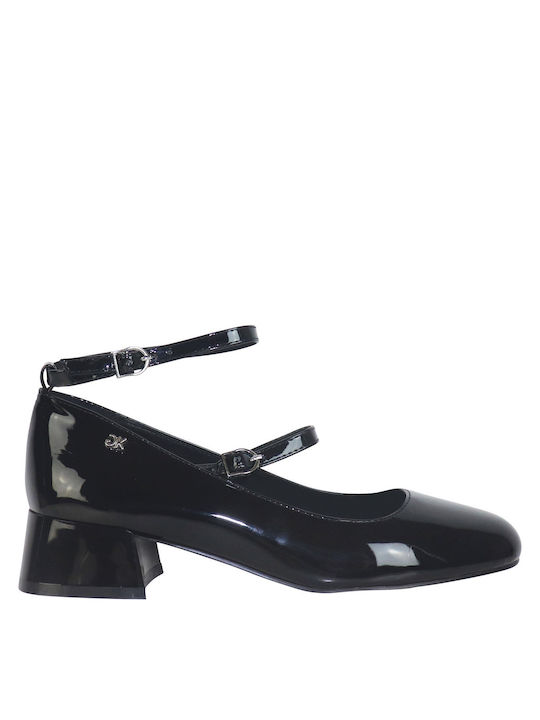Pumps mit Riemchen & flacher Absatz Schwarz