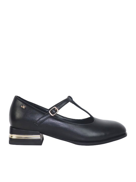 Pumps mit Riemchen & flacher Absatz Schwarz