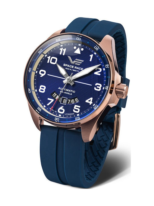 Vostok Europe Space Race Men's Watch Battery with Blue Rubber