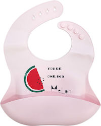 Beboulino Waterproof Bib Silicone with Pocket Pink One Melon