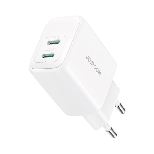 Joyroom Φορτιστής Χωρίς Καλώδιο με 2 Θύρες USB-C 20W Power Delivery / Quick Charge 3.0 Λευκός (JR-TCF12)