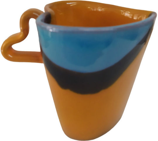 Heart Mug Ceramic Heart Color Orange with Turquoise 300ml