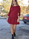 Mini Damenkleid Gestrickt Burgundisch
