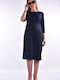 Midi Damenkleid mit 3/4 Ärmel Blau