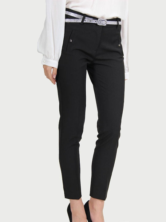 Lui E Lei Women's Fabric Trousers Slim Fit Black