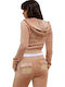 Women's Sweatshirt Velvet Hooded Cafe Au Lait