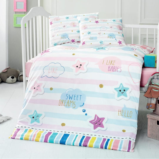 Beauty Home Baby Sheets Set Crib Cotton Pink Pink 100x150cm 3pcs