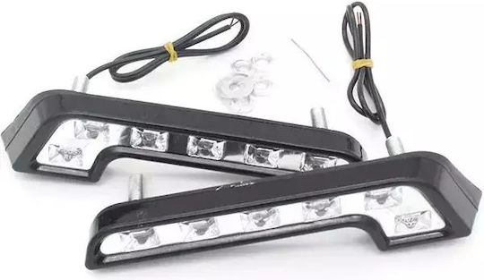 Φώτα Ημέρας Σχήματος L 6 Smd Led Dc 12v Λευκό 2τμχ Hw-0242